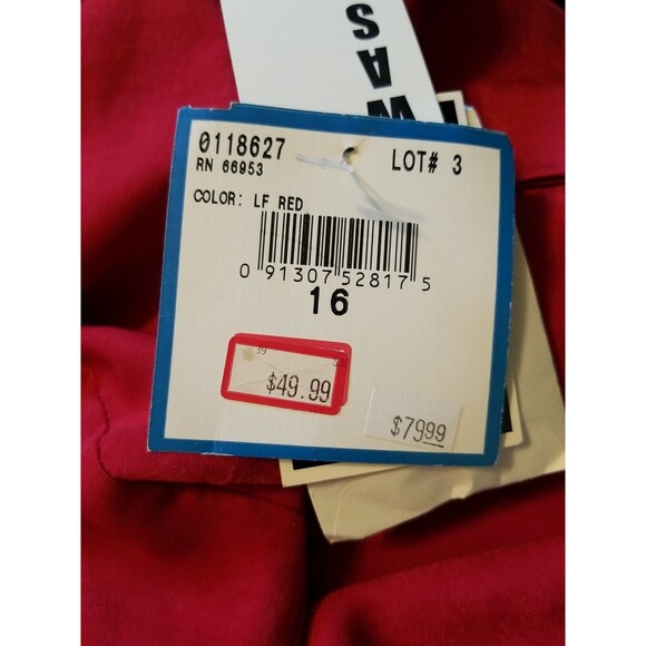 Vintage Leslie Fay Women Size 16 Red Padded Shoulder Button Down Blazer Jacket - Picture 6 of 10